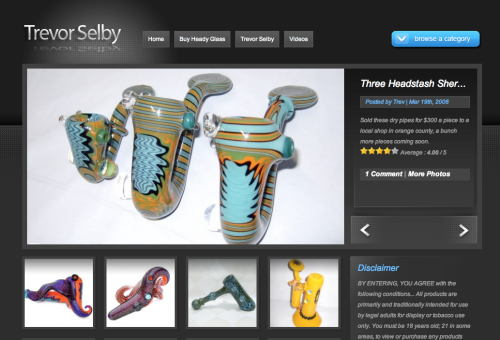 New Website - TrevorSelby.com - Glass Art, Pipes, Bubblers, Bongs, Water Pipes